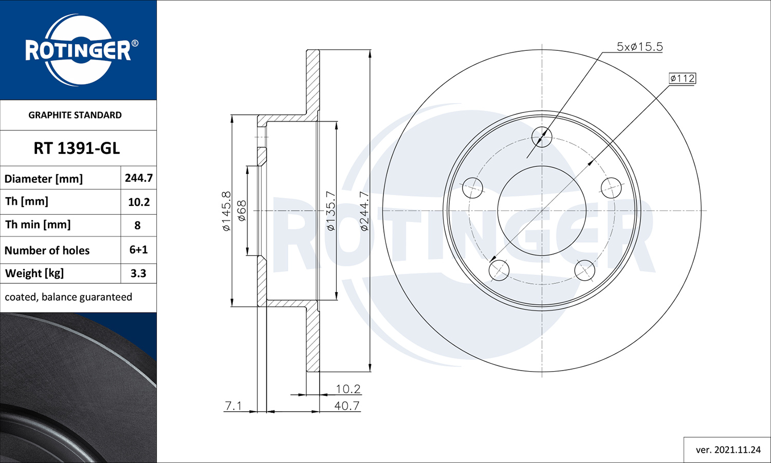 ROTINGER 260 142 RT 1391-GL - Alkatrész